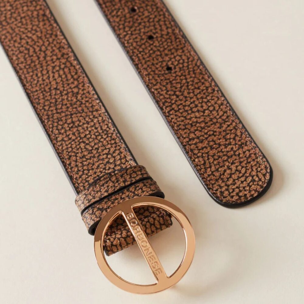 Borbonese Cintura di Tela Rivestita OP e Pelle OP natural/black