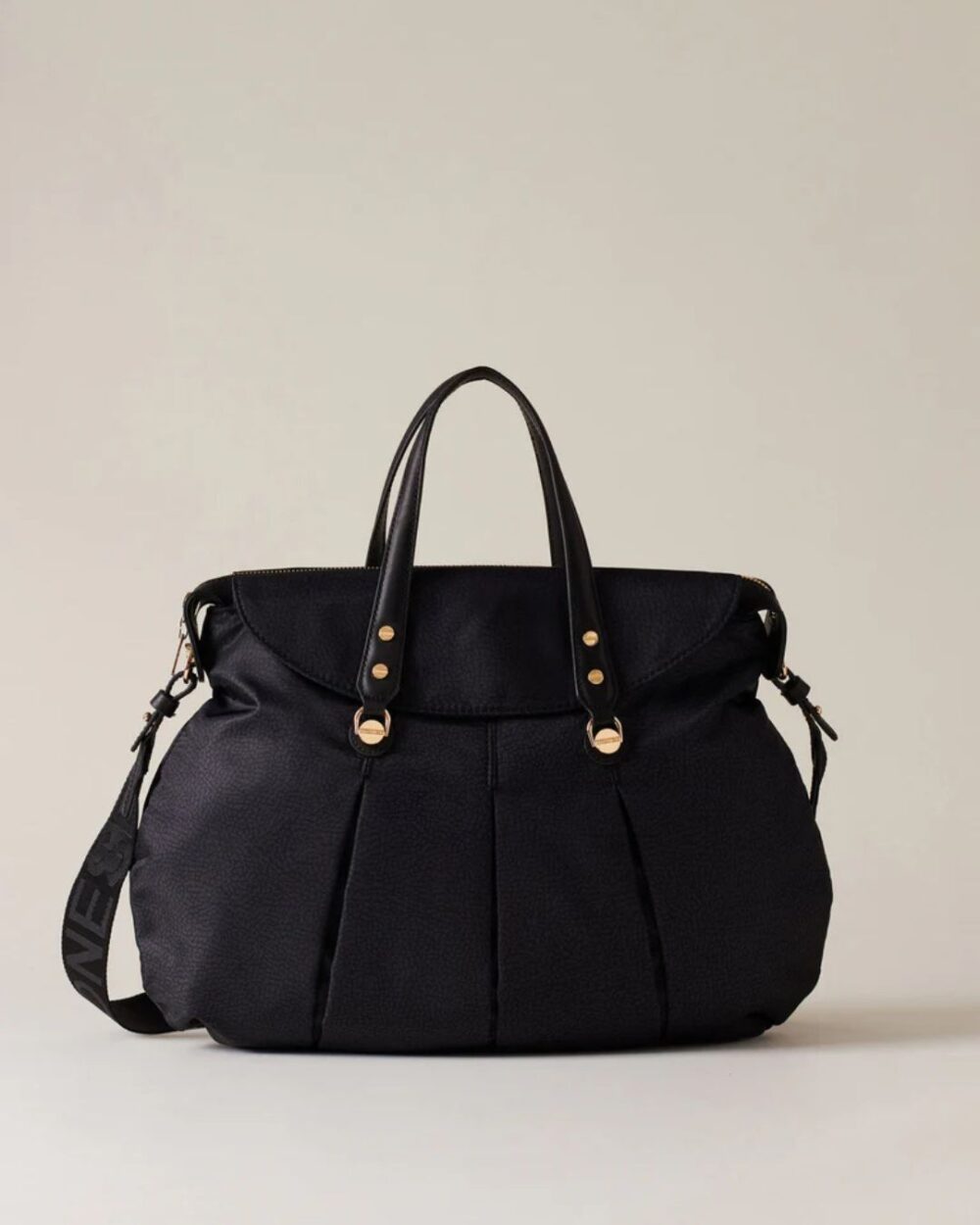 Borbonese borsa a mano con tracolla nylon riciclato colore nero