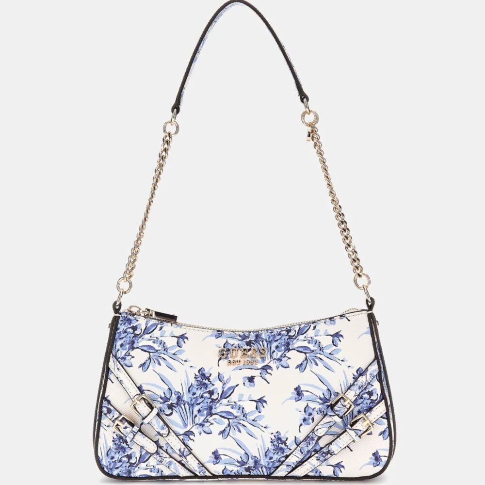 Guess borsa a spalla Bramina azzurro floreale