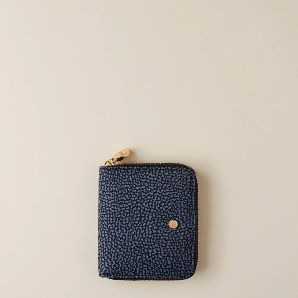 Borbonese portafoglio medio di Tessuto Riciclato color denim