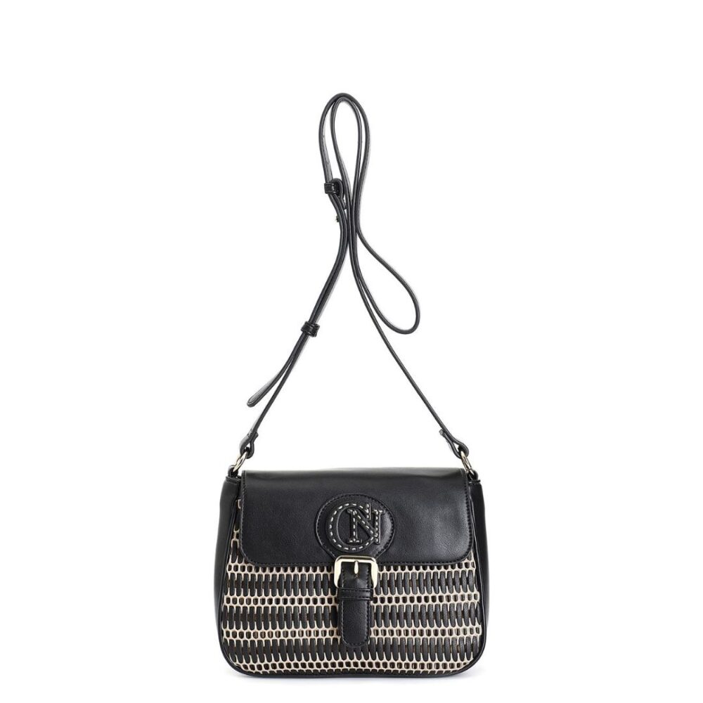 Cafenoir tracolla nero con pattina con dettaglio in rete con infilatura