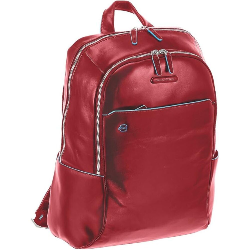 Piquadro zaino in pelle piccolo porta pc 14" linea Blue Square colore rosso