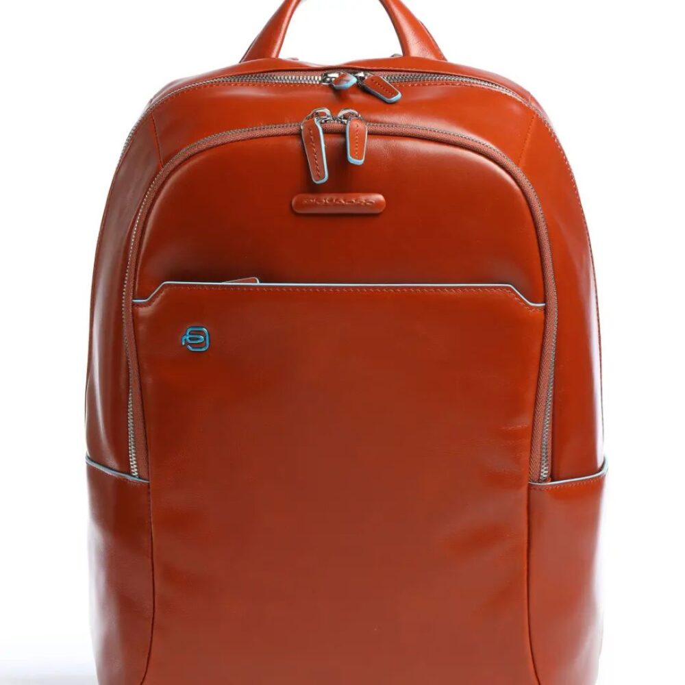 Piquadro zaino in pelle piccolo porta pc 14" linea Blue Square colore cuoio