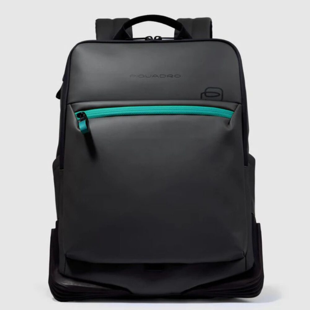 Piquadro zaino per pc 15.6" tessuto gommato resistente all'acqua colore nero