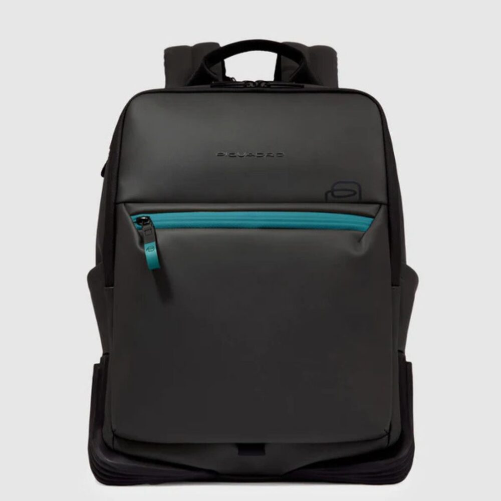 Piquadro zaino per pc 14" tessuto gommato resistente all'acqua colore nero