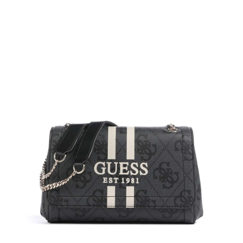 Guess borsa con patta a spalla Noelle 4G logo colore coal