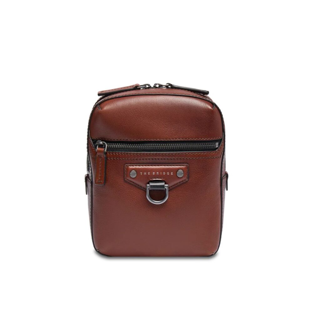 The Bridge tracolla uomo con zip frontale linea Iacopo colore marrone