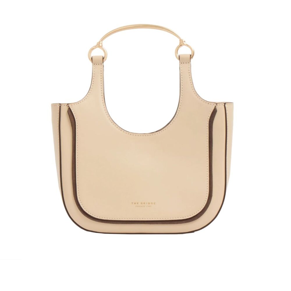 The Bridge borsa hobo formato mini linea Luce in pelle colore avorio