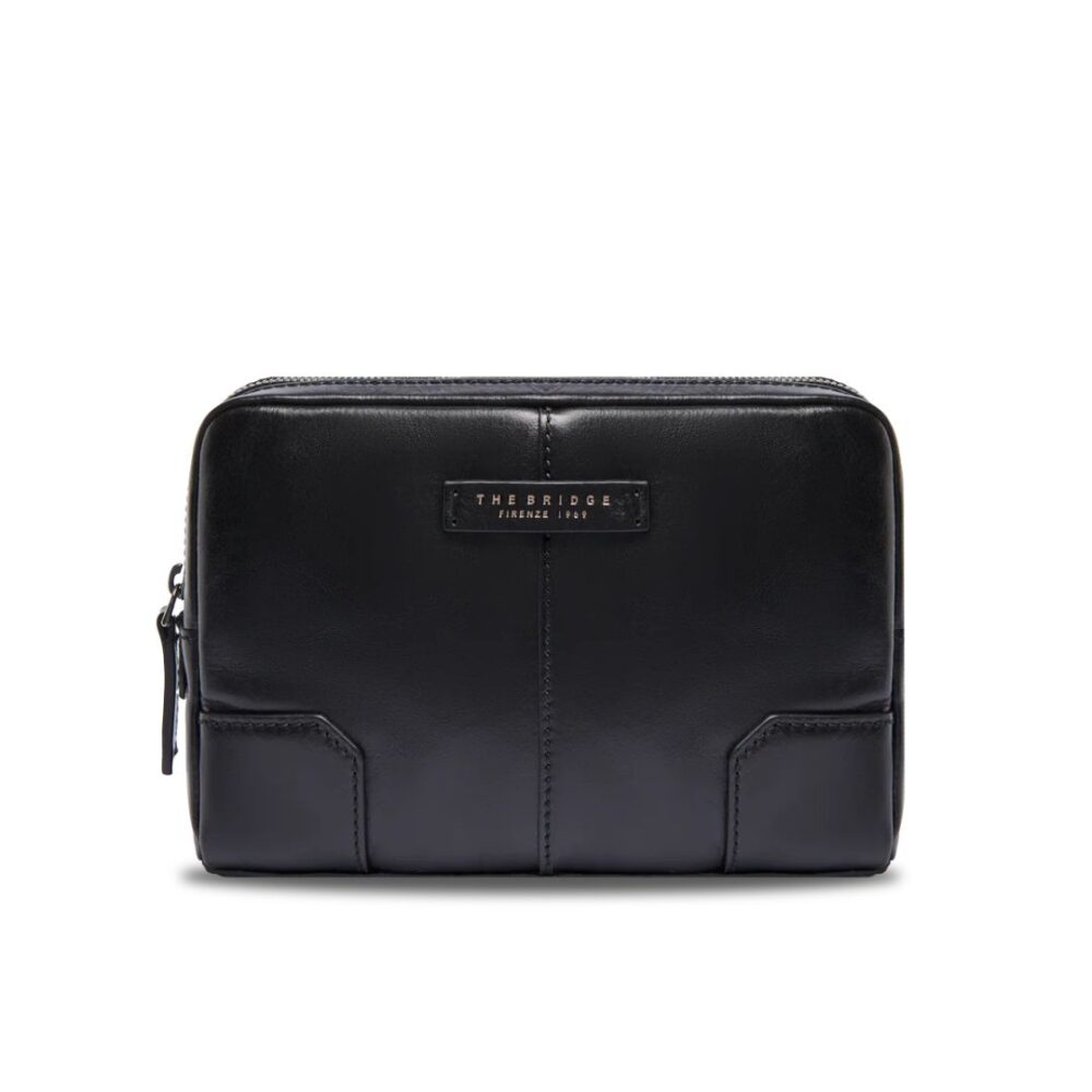 The Bridge Pochette uomo in pelle con zip linea Vespucci colore nero