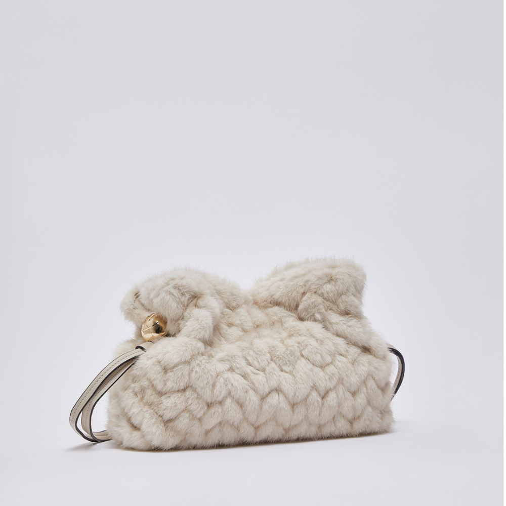 Liu Jo borsa piccola linea Riccy in pelliccia sintetica colore cream
